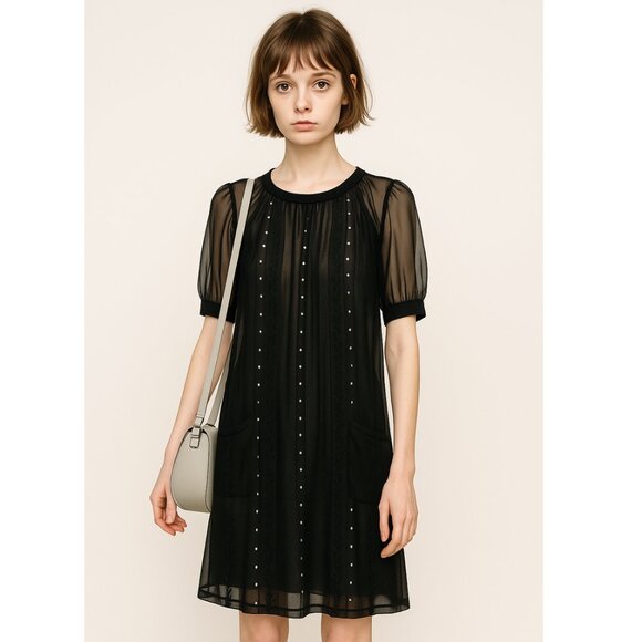 Courreges Paris 1960's Stunning Silk Crystal Embellished Cocktail Dress - Picture 1 of 16